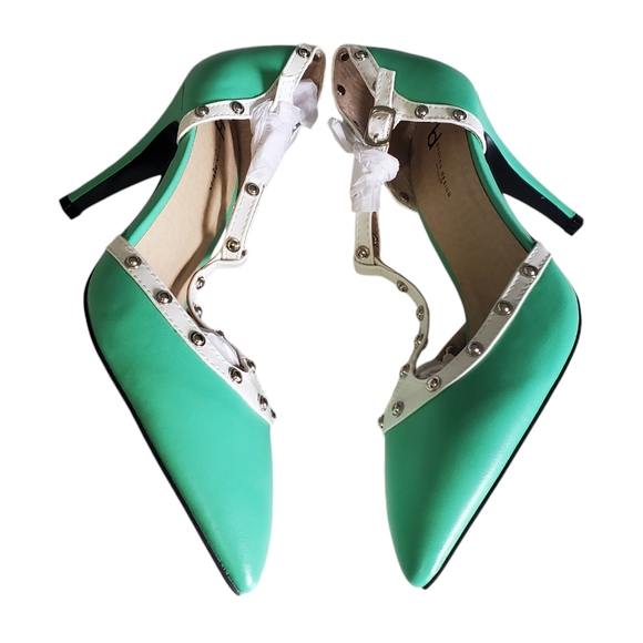 NEW IN BOX Boston Design Studios Women's Heels Studded Pumps Mint Size 8.5 - Picture 7 of 15